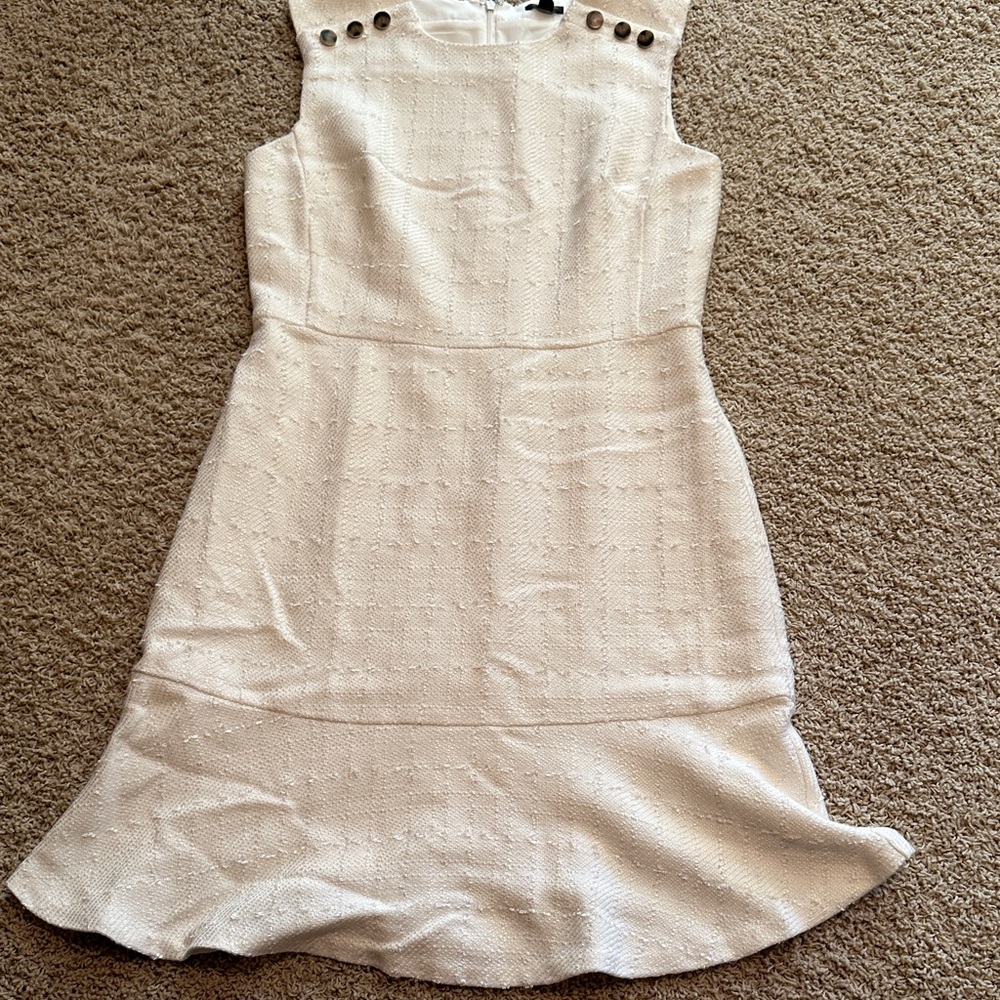 Ann Taylor Cream Textured Mini Dress